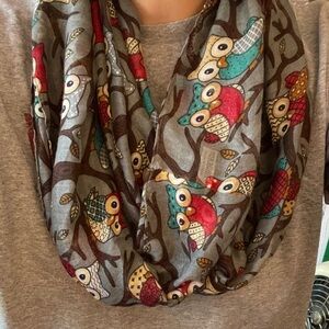 Owl Patterned Infinity Scarf